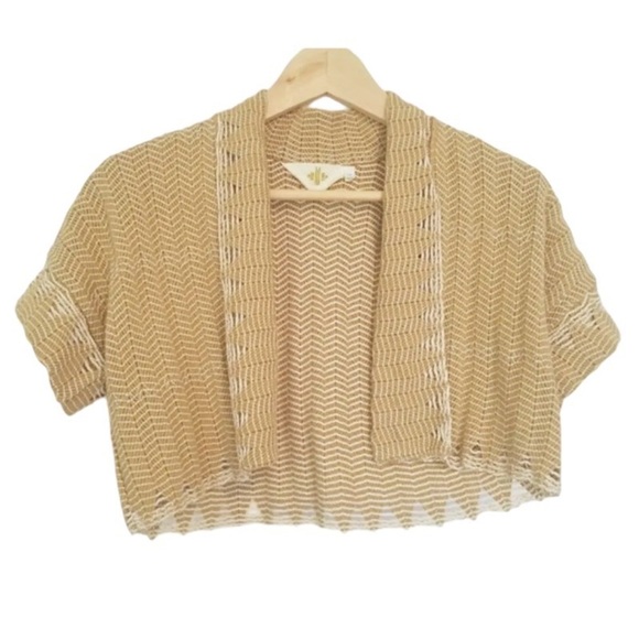 Anthropologie Bolero Small Medium Metallic Shimmer Open Front Topper Shimmering - Picture 5 of 12